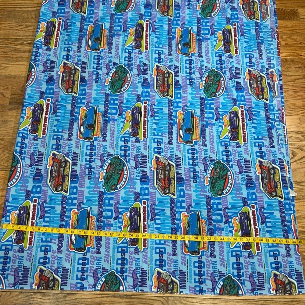 Vintage 1997 Hot Wheels Twin Sheet Set Blue Racing Cars‎ Mattel Springs USA Made